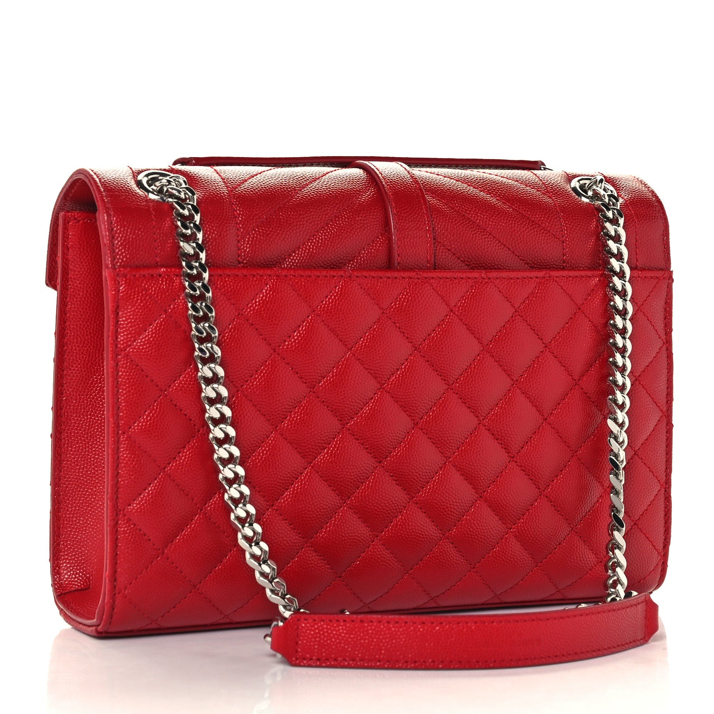 Grain De Poudre Textured Mixed Matelasse Triquilt Medium Monogram Satchel New Red