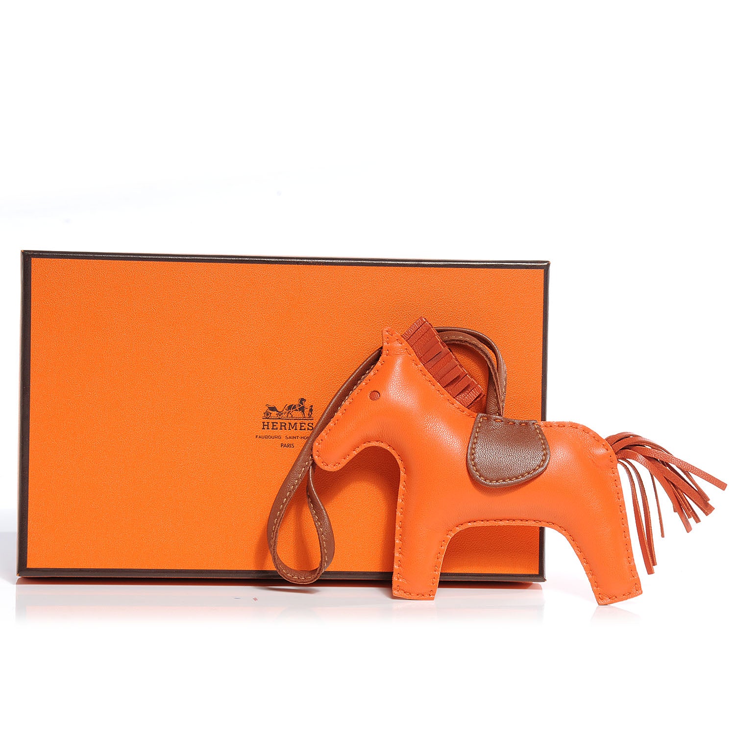 Hermes Milo Lambskin Grigri Rodeo Horse Bag Charm MM Orange 4 of 5