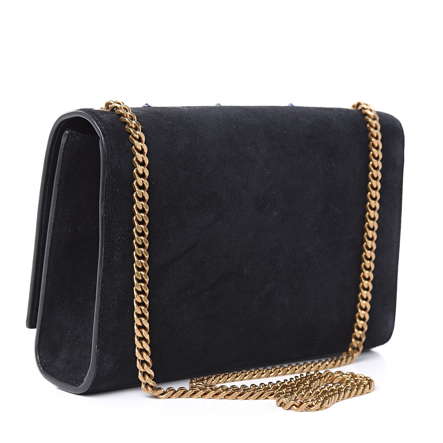 Saint Laurent Suede Crystal Medium Classic Monogram Kate Satchel Black 3 of 14