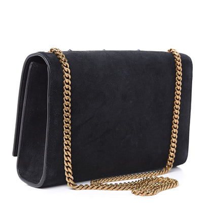 Saint Laurent Suede Crystal Medium Classic Monogram Kate Satchel Black 3 of 14