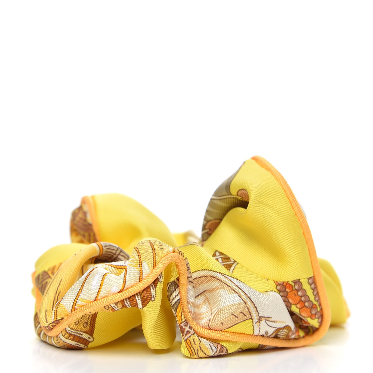 Hermes Silk Patchwork Claudia Scrunchie Multicolore Jaune 2 of 5
