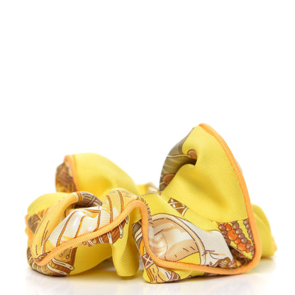 Hermes Silk Patchwork Claudia Scrunchie Multicolore Jaune 2 of 5