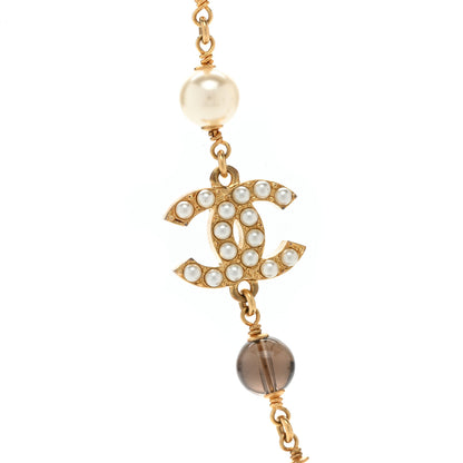 Chanel Pearl Bead CC Choker Necklace Gold Pearly White Black 4 of 6