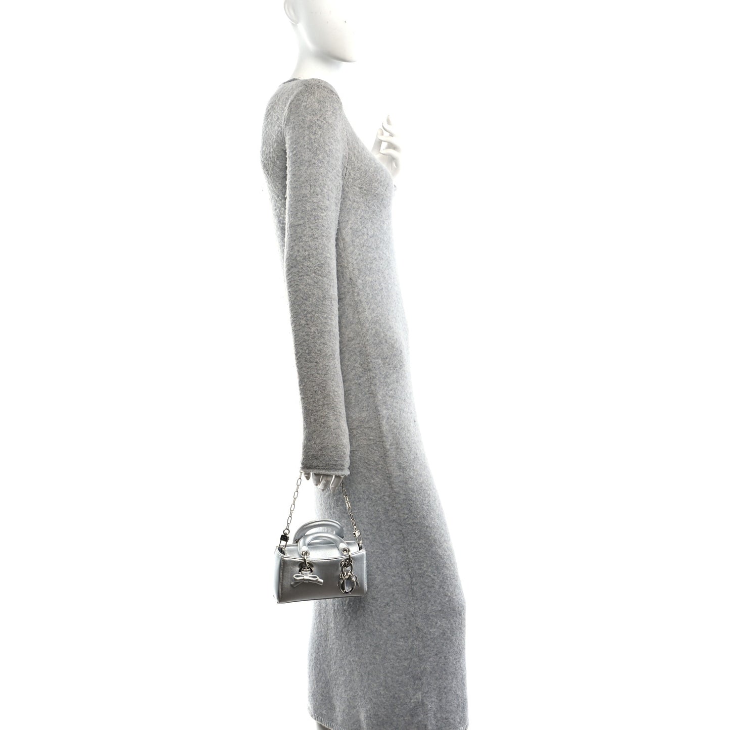 Laminated Lambskin Micro Lady D-Joy Silver