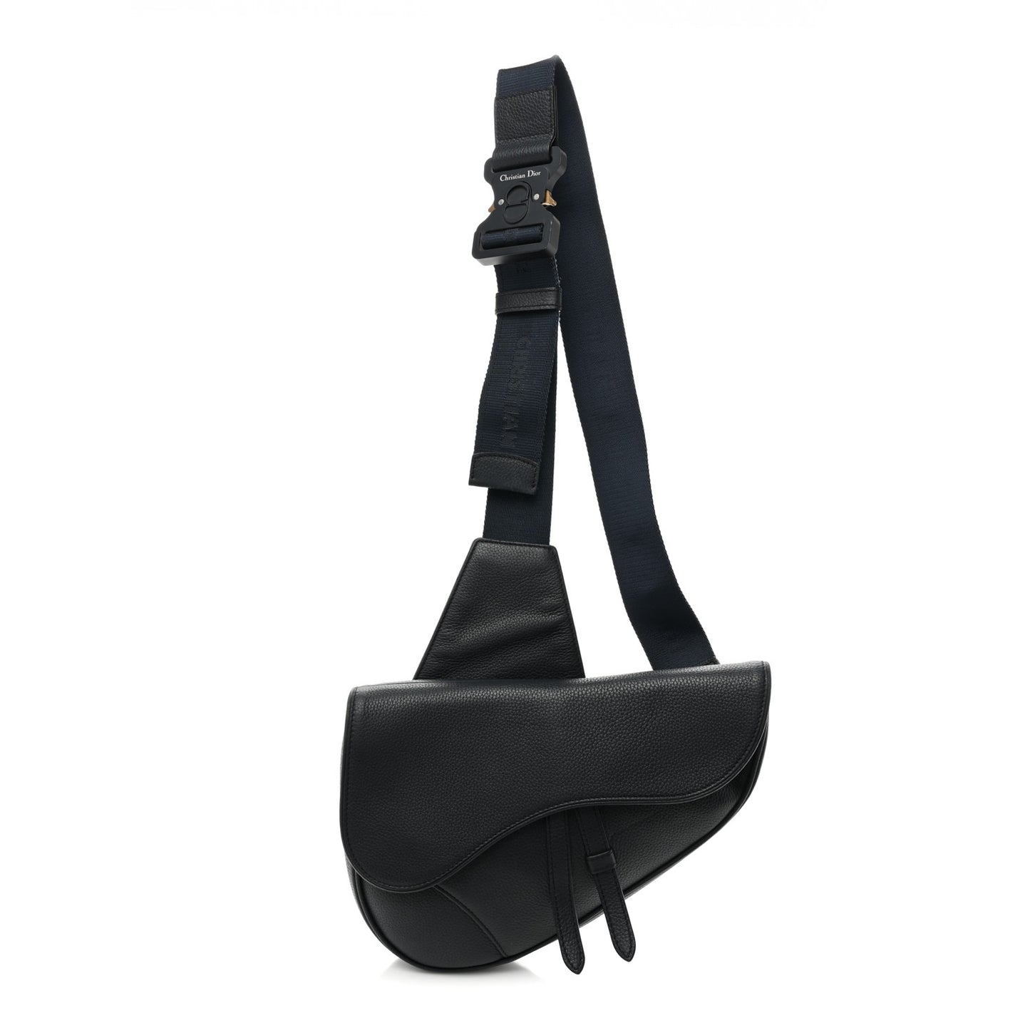 Grained Calfskin Saddle Bag Navy Blue