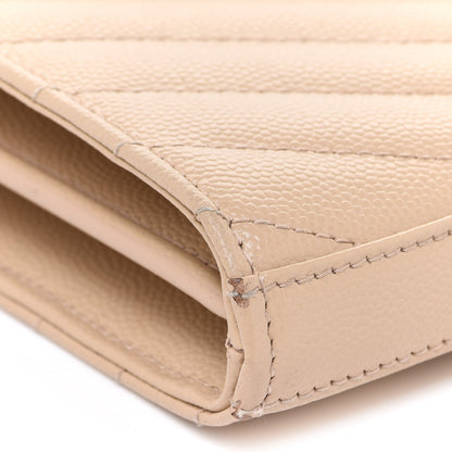 Saint Laurent Grain De Poudre Matelasse Chevron Monogram Chain Wallet Nude Powder 8 of 12