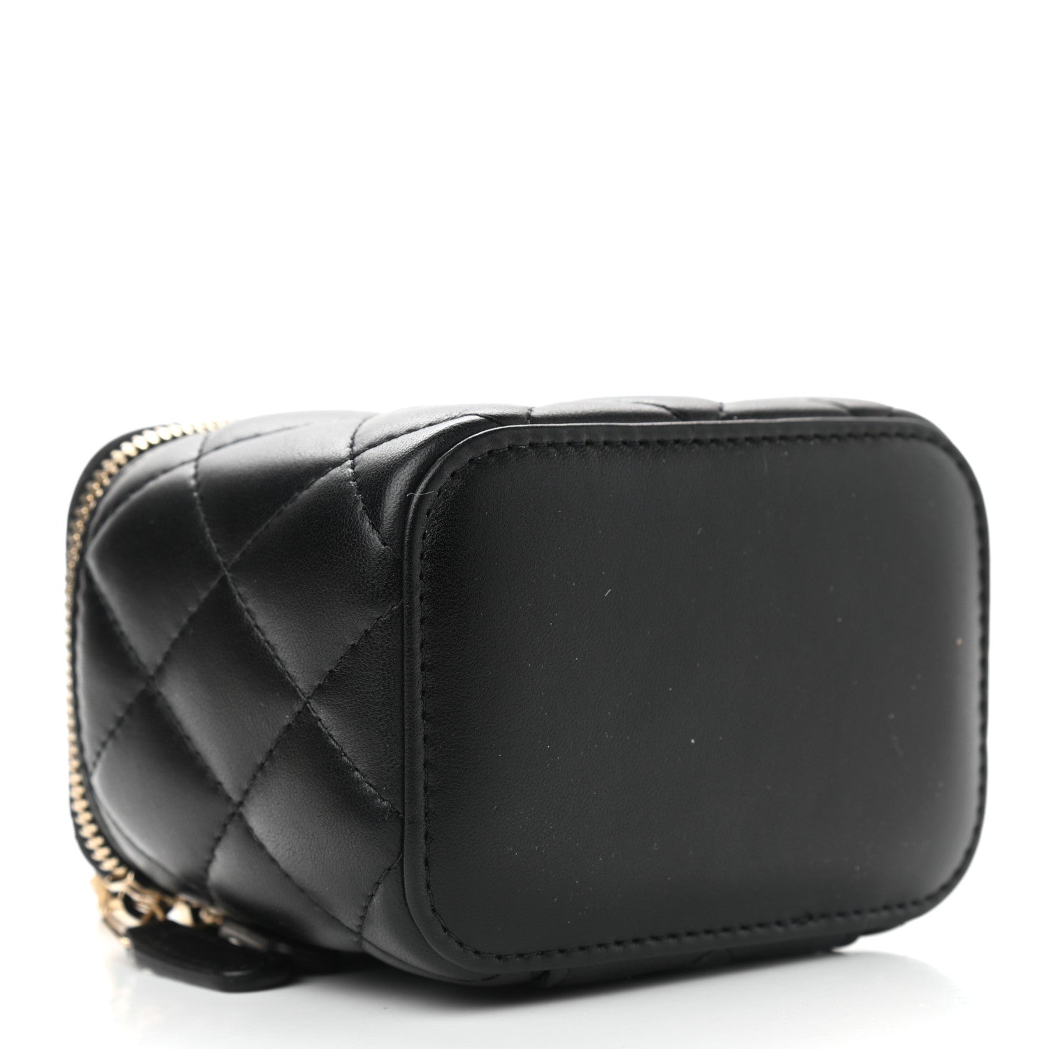 Chanel Lambskin Quilted Mini Pearl Crush Vanity Case With Chain Black 4 of 9
