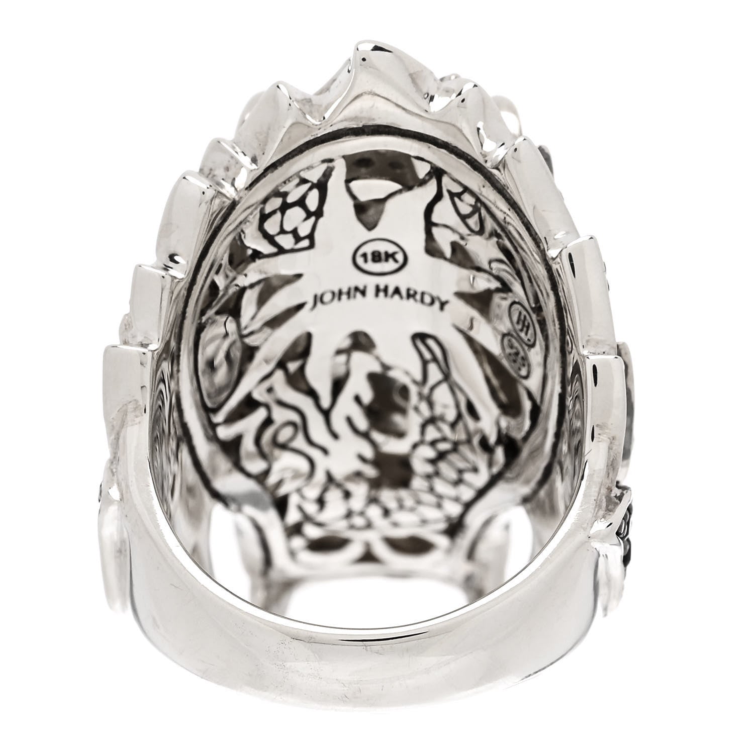 John Hardy Sterling Silver 18K Yellow Gold Ruby Black White Sapphire Naga Head Ring 54 7 4 of 5