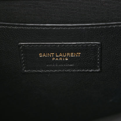 Saint Laurent Grain De Poudre Textured Mixed Matelasse Triquilt Medium Monogram Satchel Black 6 of 10