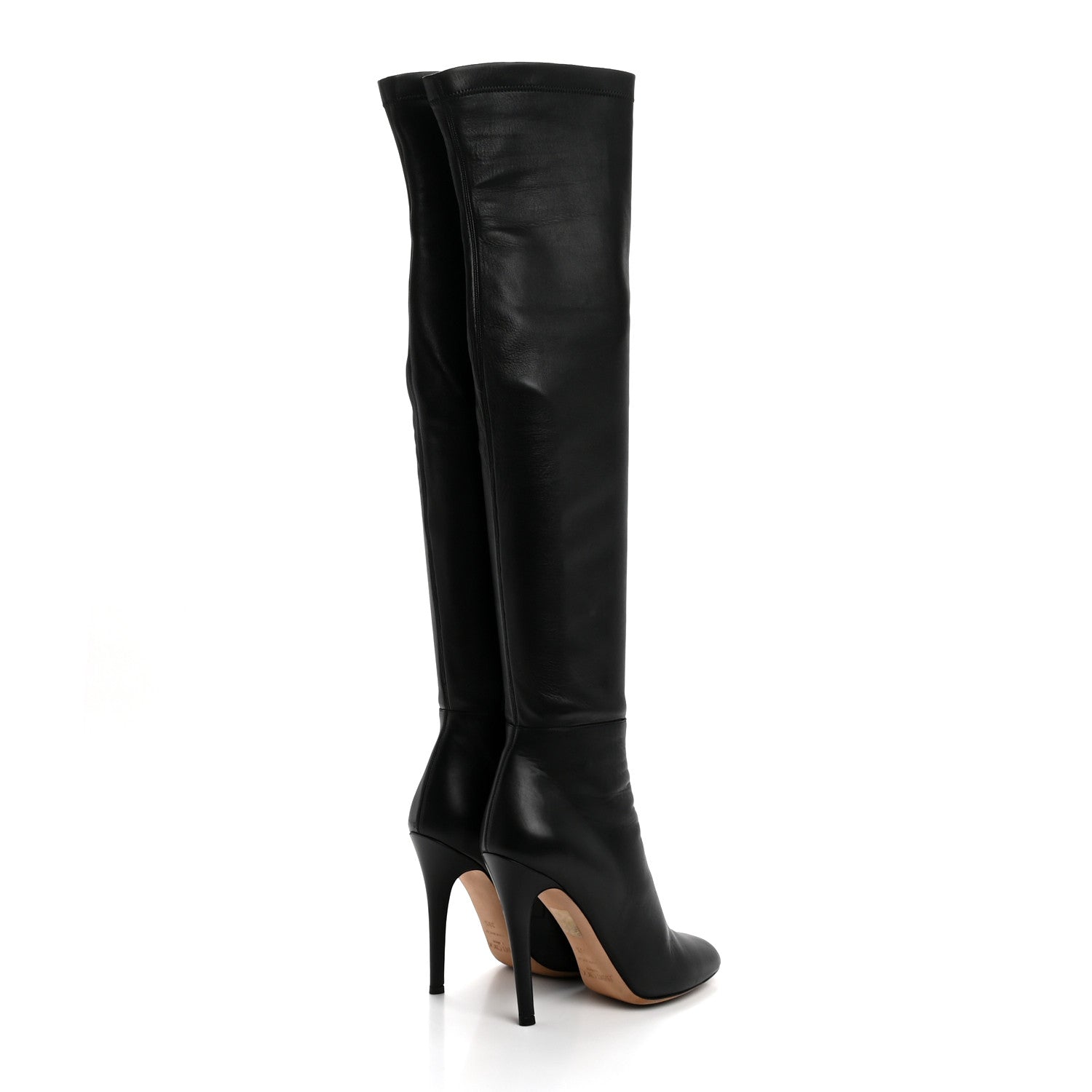 Jimmy Choo Calfskin Stretch Nappa Turner Knee High Boots 38.5 Black 4 of 7