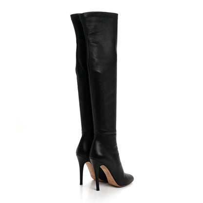 Jimmy Choo Calfskin Stretch Nappa Turner Knee High Boots 38.5 Black 4 of 7