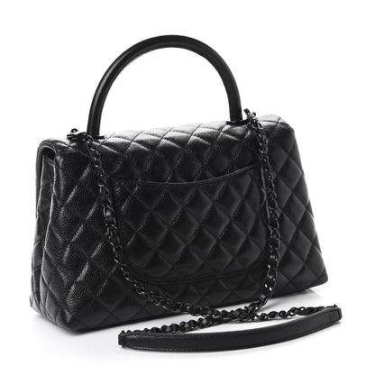 Chanel Caviar Quilted Small Coco Handle Flap So Black 3 of 10