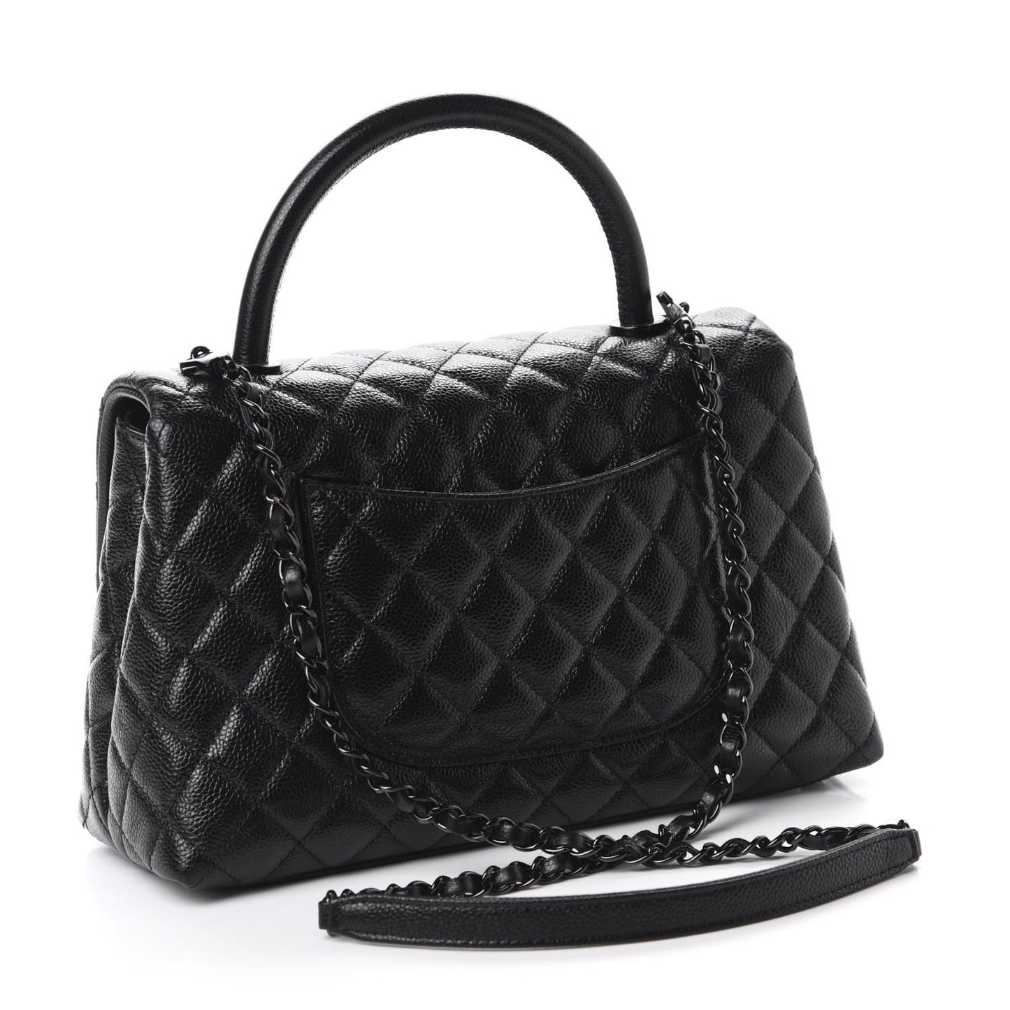 Caviar Quilted Small Coco Handle Flap So Black