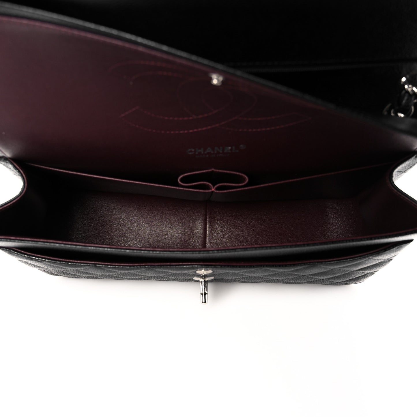 Caviar Quilted Jumbo Double Flap Black