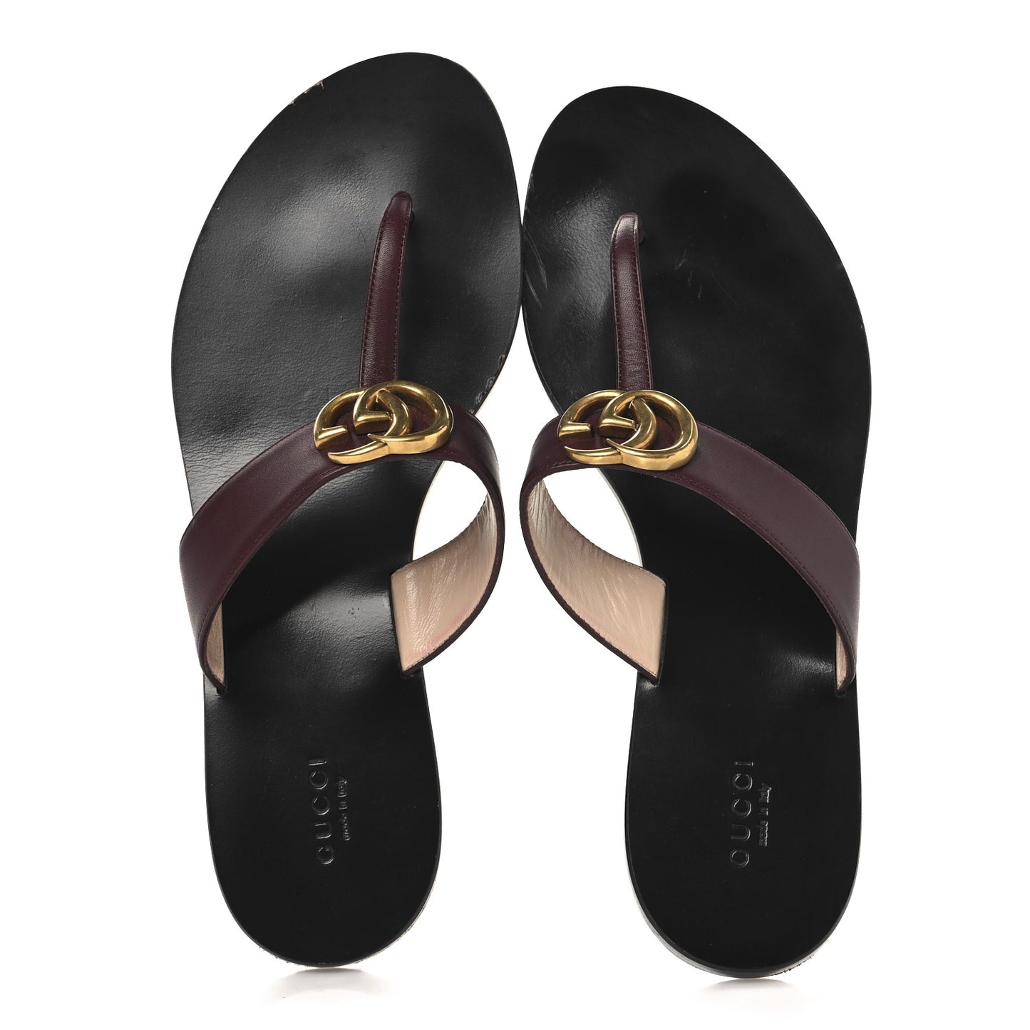 Calfskin GG Marmont Thong Sandals 41 Vintage Bordeaux