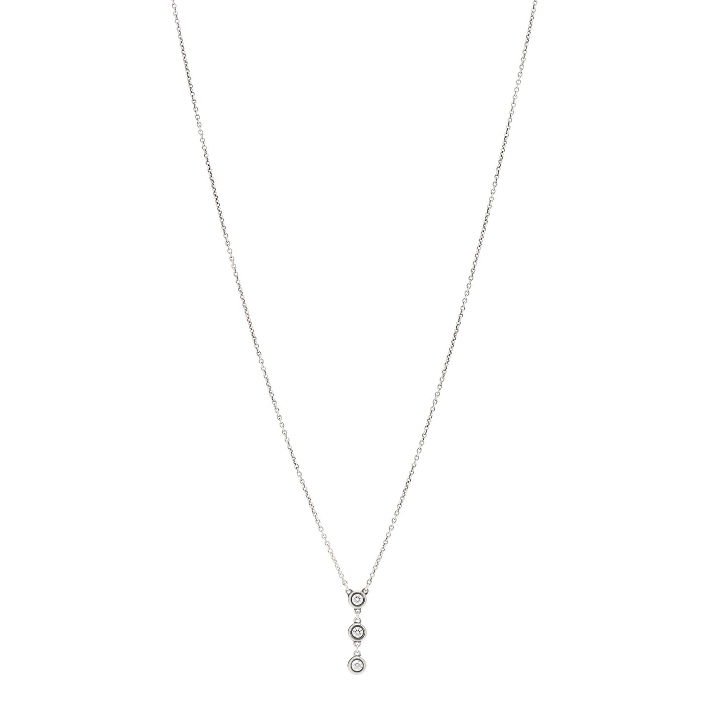 Sterling Silver Diamond .15ctw Elsa Peretti Diamonds by the Yard Drop Pendant Necklace