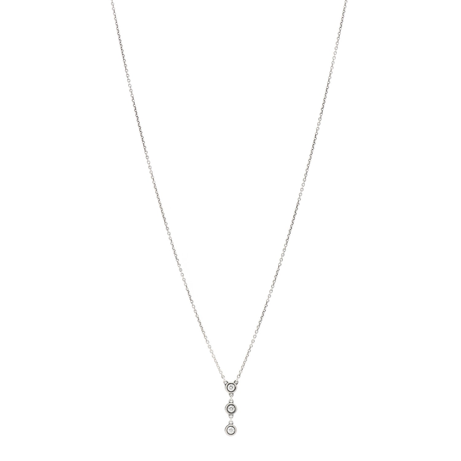 Tiffany Sterling Silver Diamond .15ctw Elsa Peretti Diamonds by the Yard Drop Pendant Necklace 1 of 5