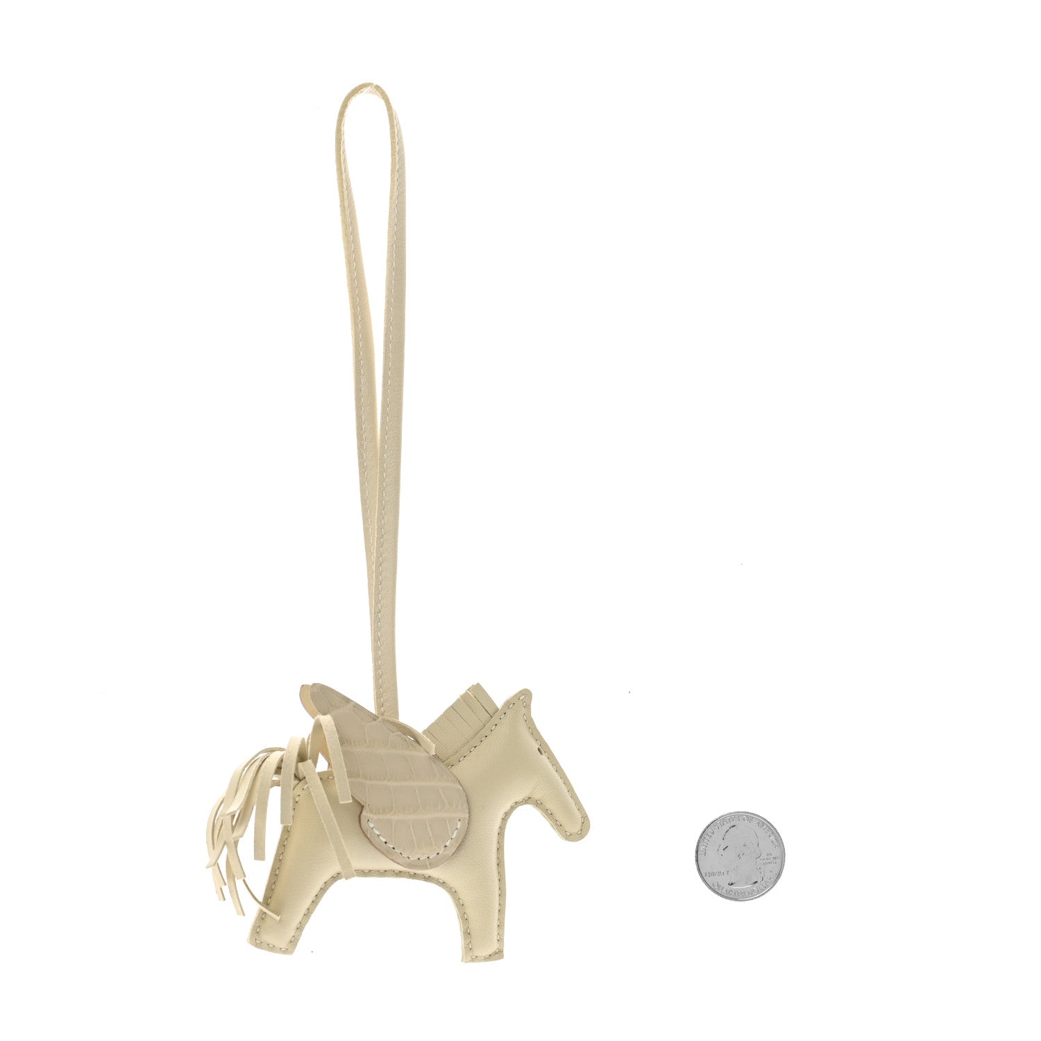 Hermes Milo Lambskin Matte Alligator Touch Grigri Rodeo Pegase Horse Bag Charm PM Craie Nata Beton 2 of 5