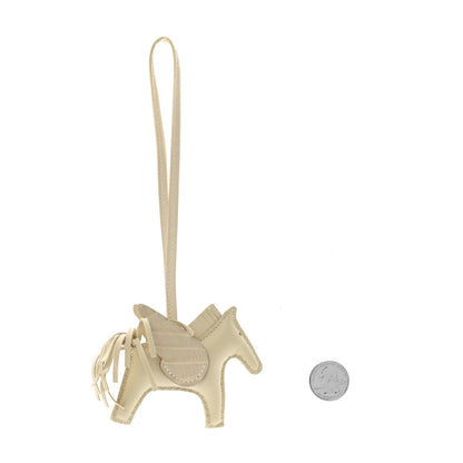 Hermes Milo Lambskin Matte Alligator Touch Grigri Rodeo Pegase Horse Bag Charm PM Craie Nata Beton 2 of 5