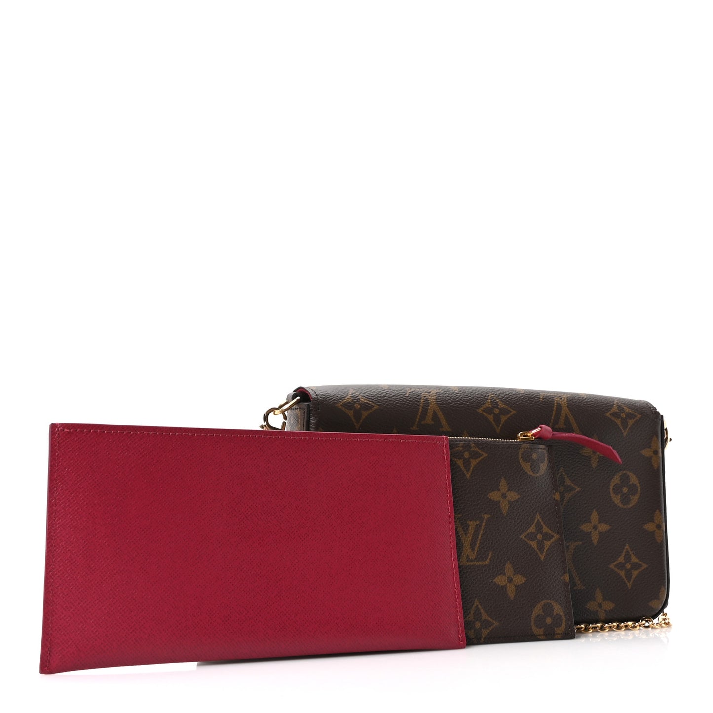 Monogram Pochette Felicie Chain Wallet Fuchsia