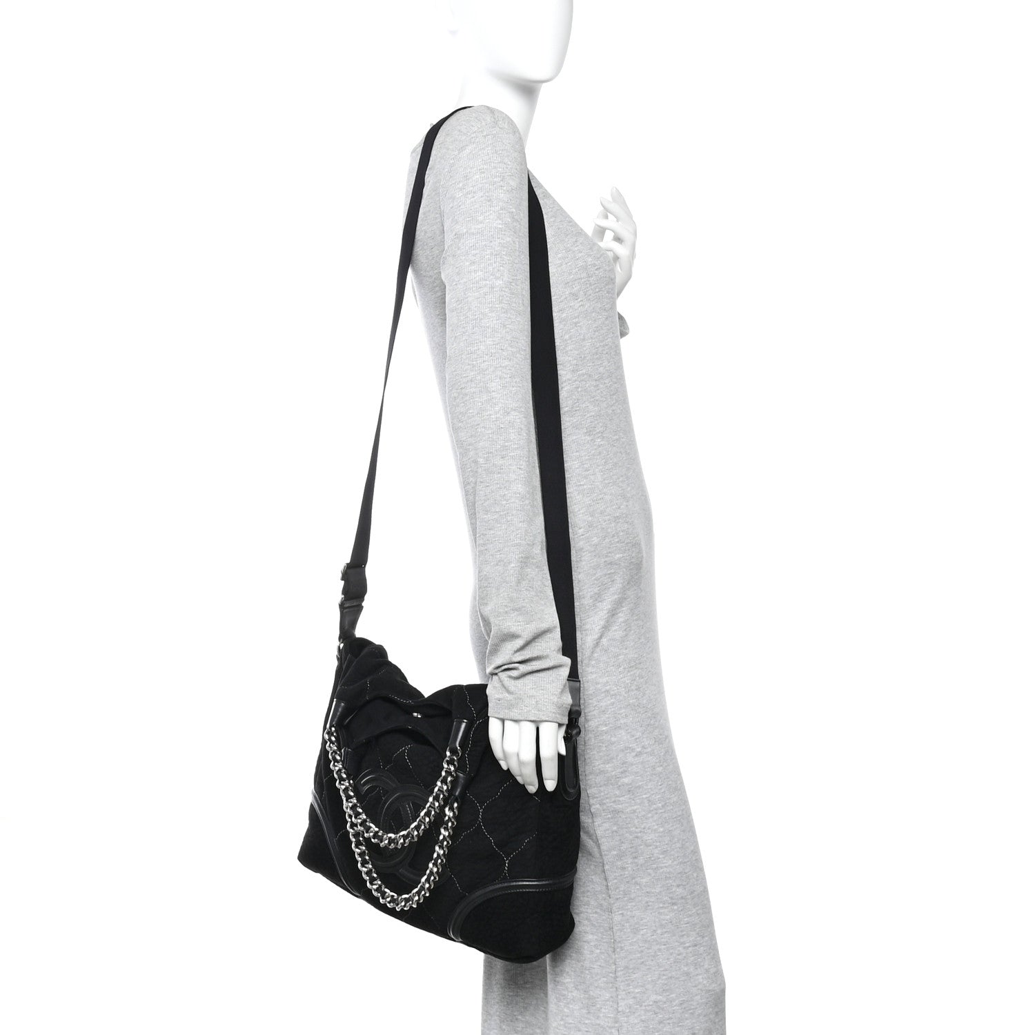 Chanel Microsuede Quilted Rodeo Drive Hobo Black 3 of 21