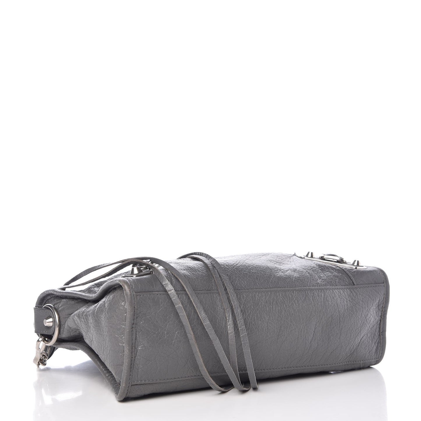 Agneau Silver Metallic Edge Hardware S City Gris Cendre