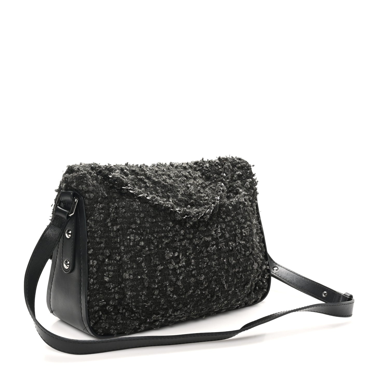 Tweed Maxi Single Flap Black Grey