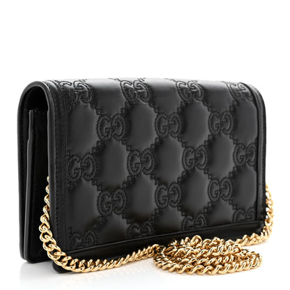 Gucci Calfskin GG Matelasse Chain Wallet Black 3 of 12