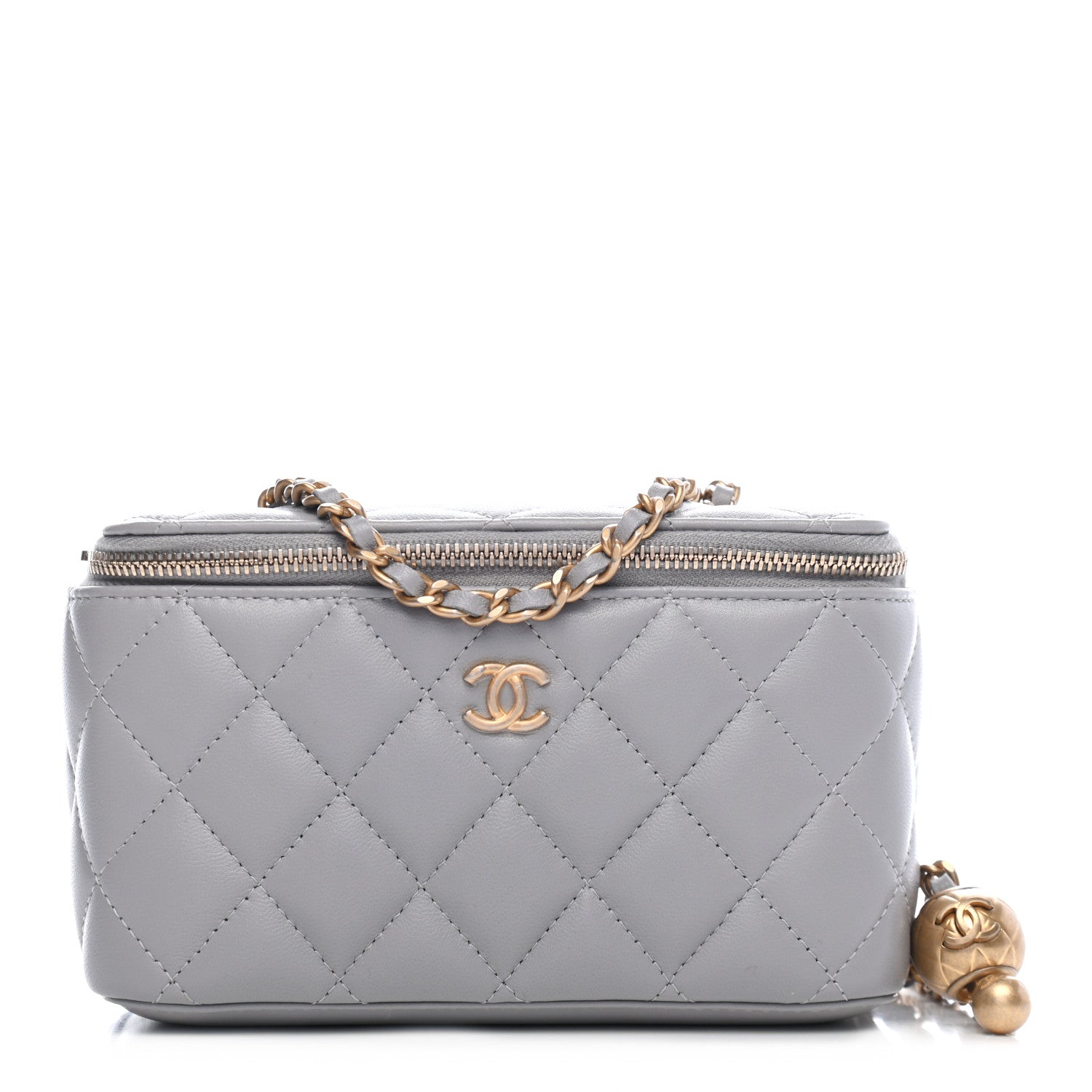 Chanel Lambskin Quilted Small Pearl Crush Vanity Case With Chain Grey 1 of 9