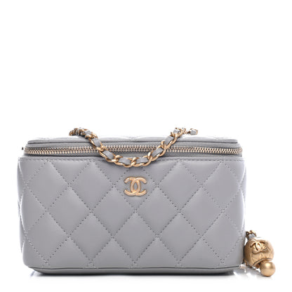 Chanel Lambskin Quilted Small Pearl Crush Vanity Case With Chain Grey 1 of 9
