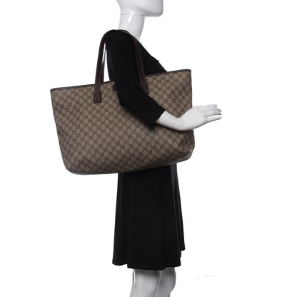 Gucci GG Supreme Monogram Large Zippered Shopping Tote Brown 2 of 15