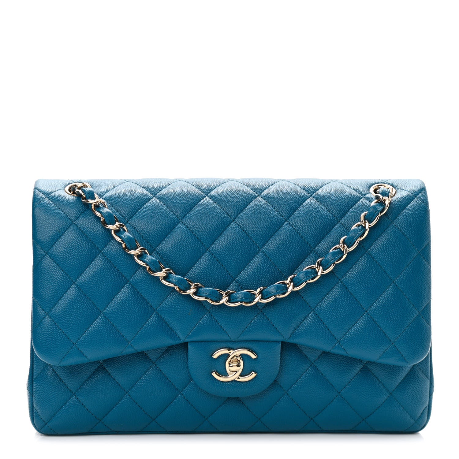 Chanel Caviar Quilted Jumbo Double Flap Blue 1 of 11