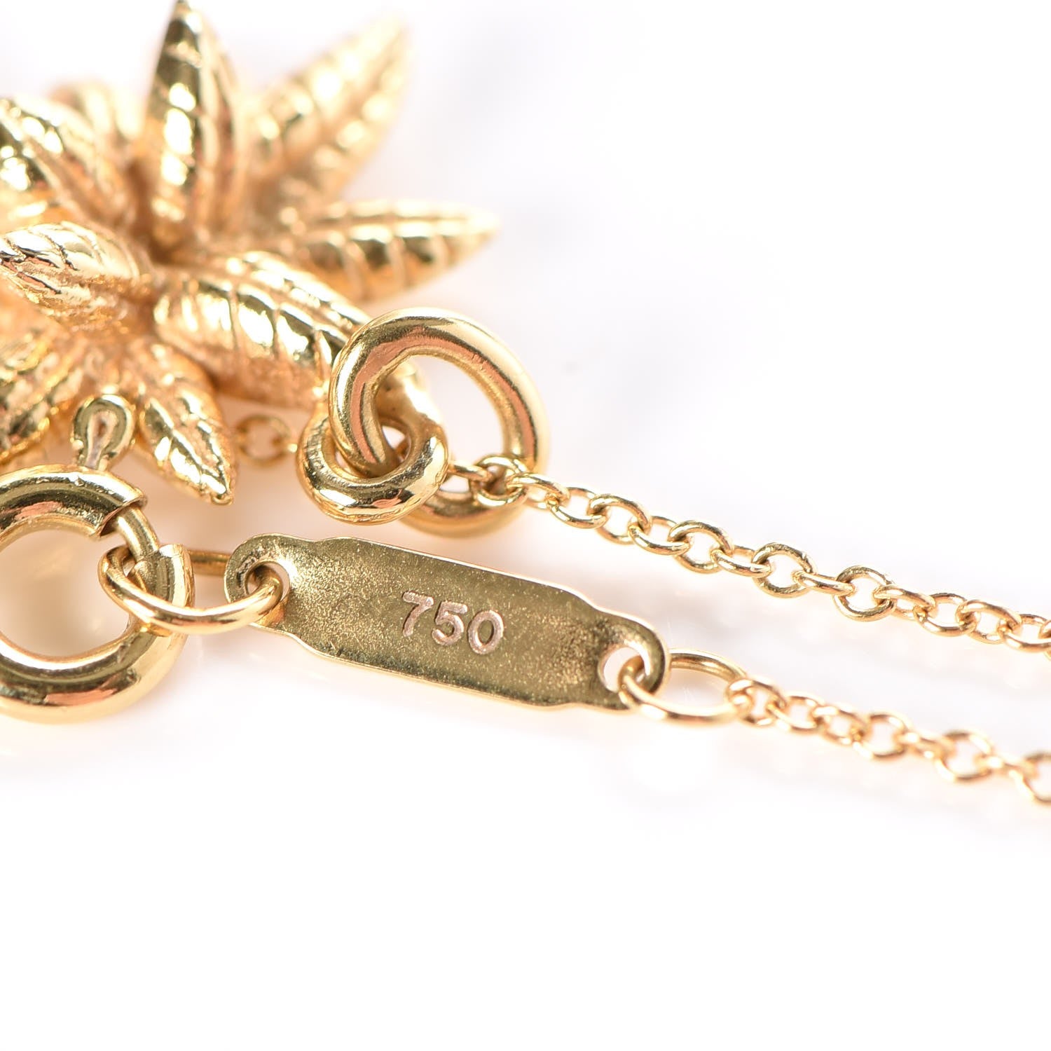 Tiffany 18K Yellow Gold Palm Tree Pendant Necklace 5 of 6