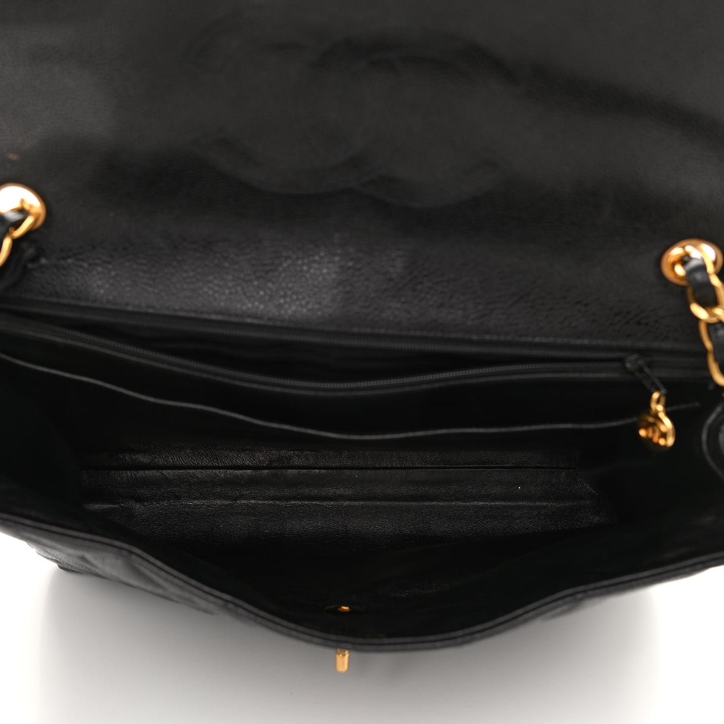 Caviar Quilted Flap Shoulder Bag Black