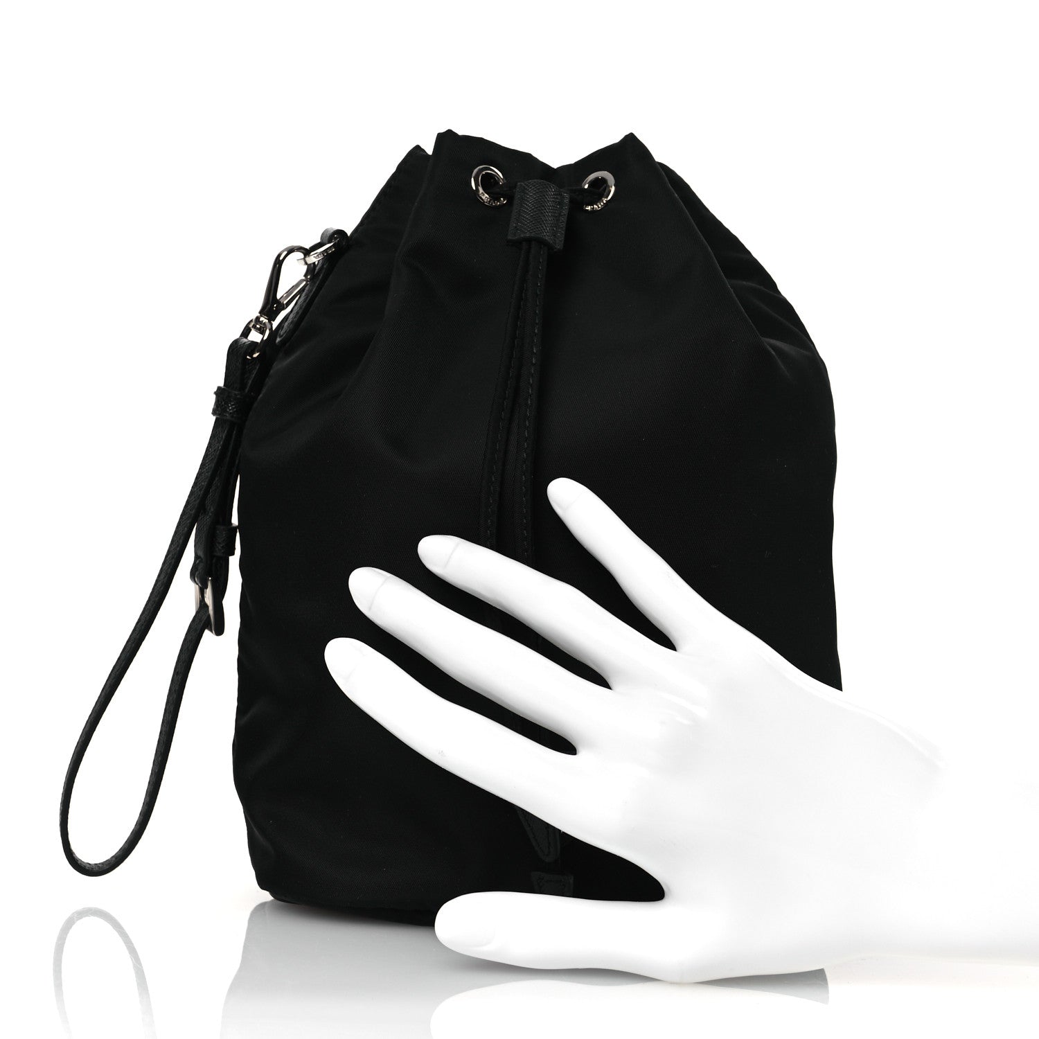 Prada Re-Nylon Vela Drawstring Wristlet Pouch Black 2 of 11