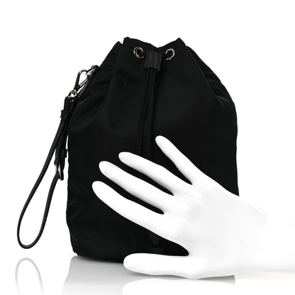 Prada Re-Nylon Vela Drawstring Wristlet Pouch Black 2 of 11