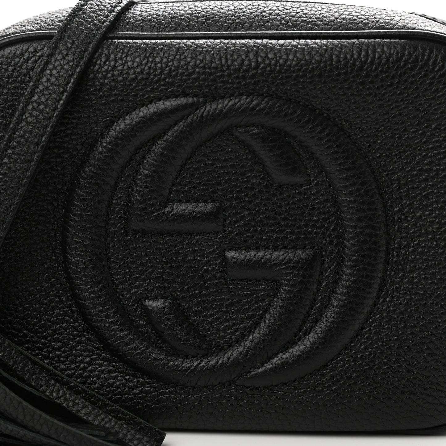 Pebbled Calfskin Small Soho Disco Bag Black
