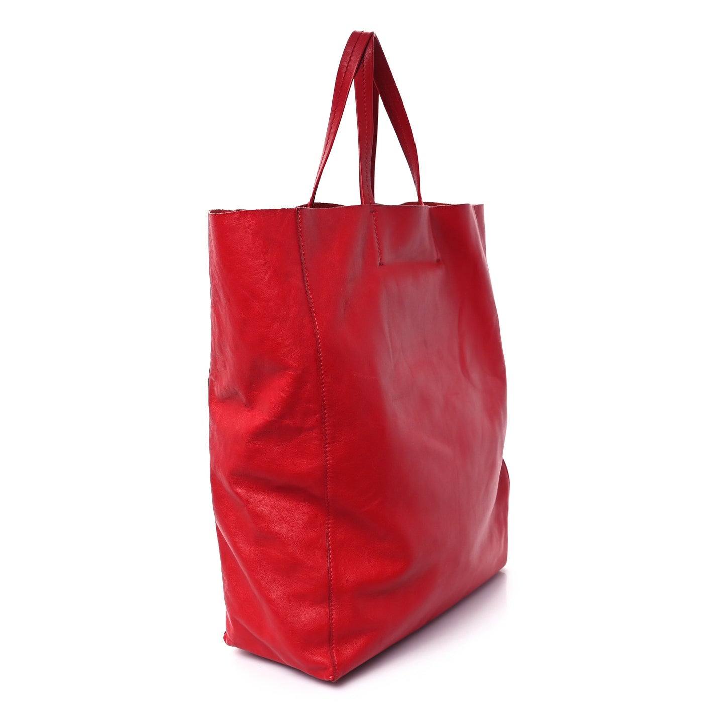 Lambskin Vertical Cabas Red