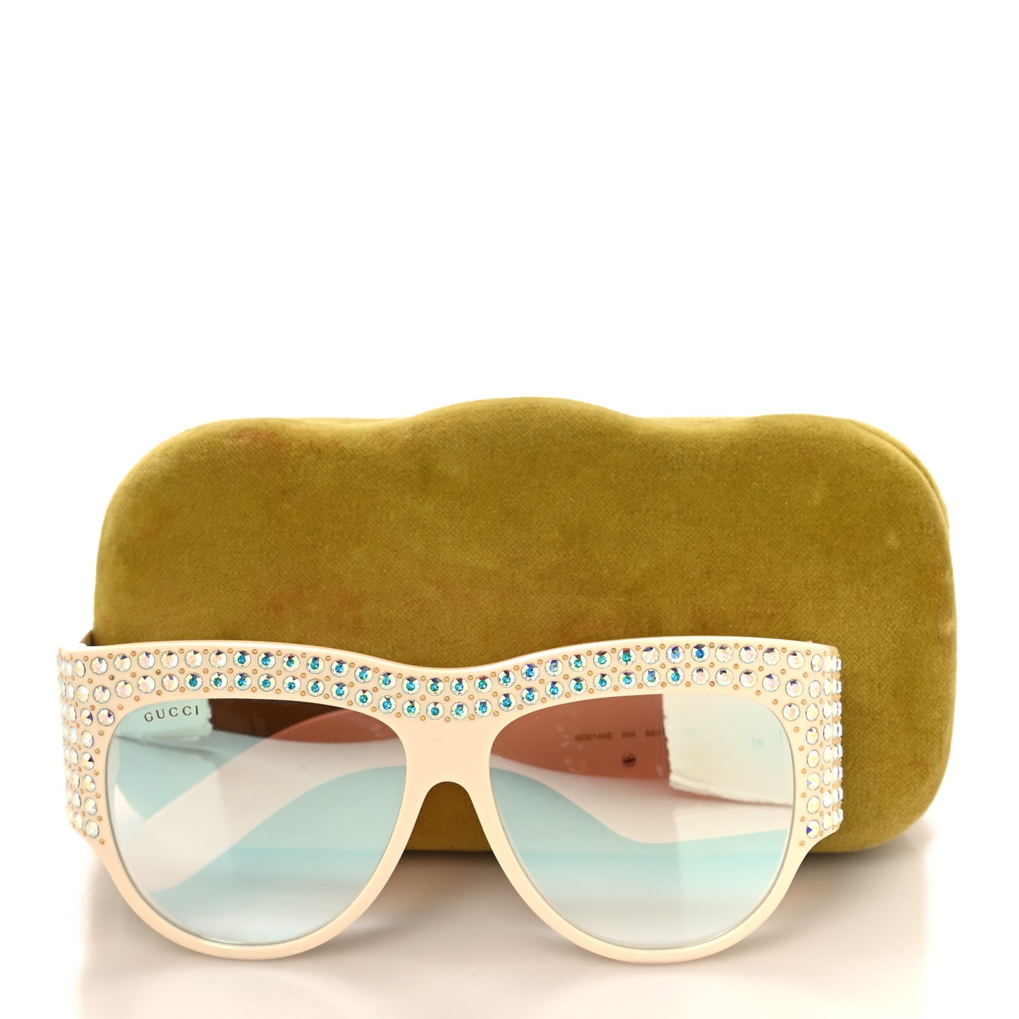 Acetate Crystal Oversize Hollywood Forever Sunglasses GG0144S Ivory