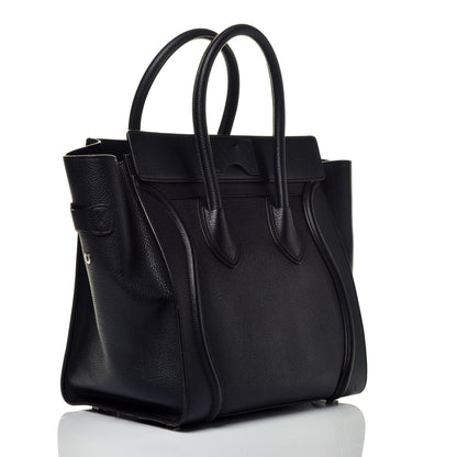 Celine Drummed Calfskin Mini Luggage Black 3 of 9