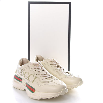Gucci Calfskin Logo Womens Rhyton Sneakers 38 Ivory 9 of 9