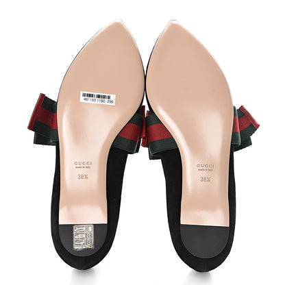Gucci Suede Web Bow Point Toe Ballerina Flats 38.5 Black 5 of 8