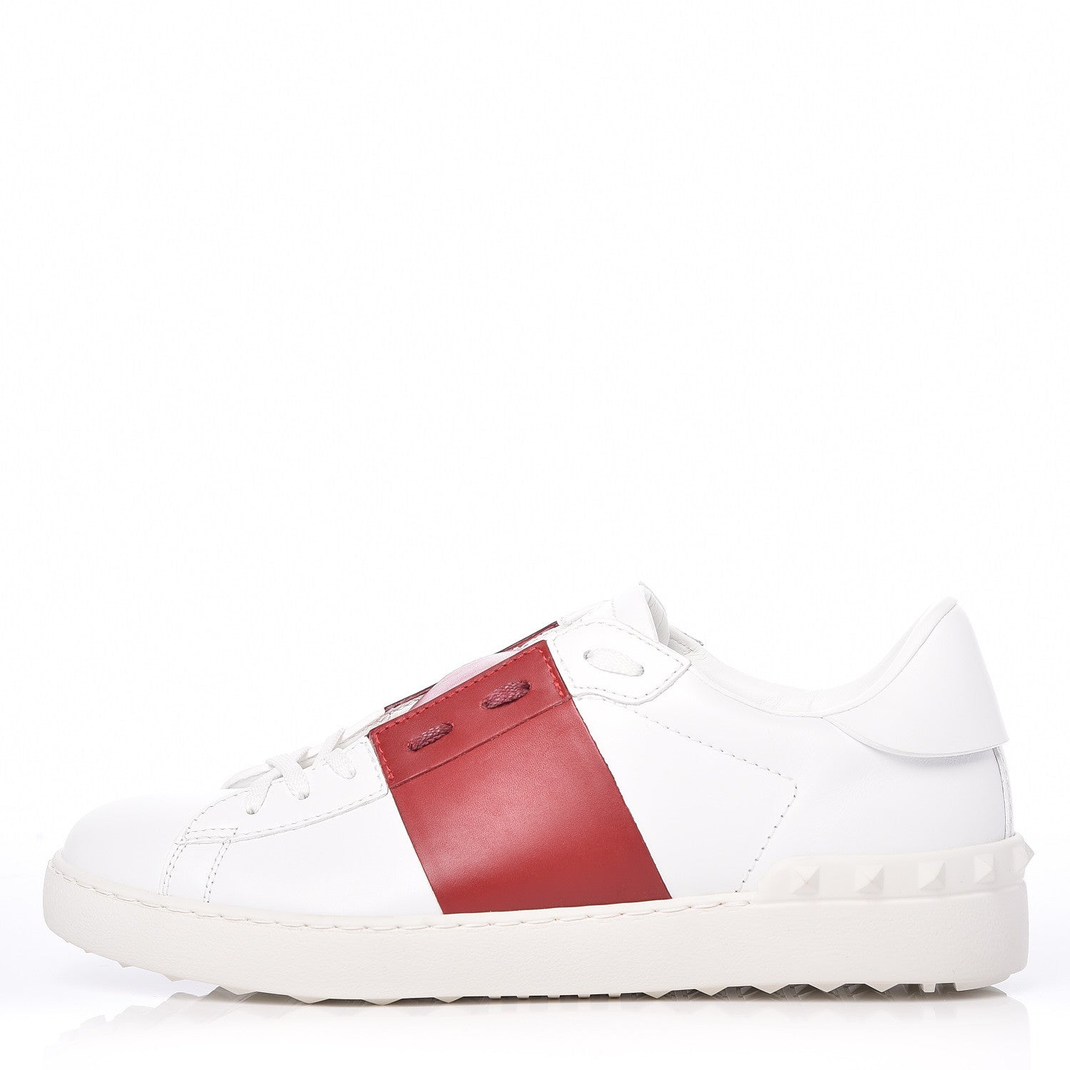 Valentino Garavani Calfskin Mens Rockstud Open Sneakers 41 White Rosso Valentino 1 of 9