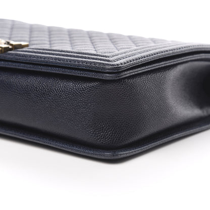 Chanel Caviar Quilted Large Boy Flap Blue 10 of 11