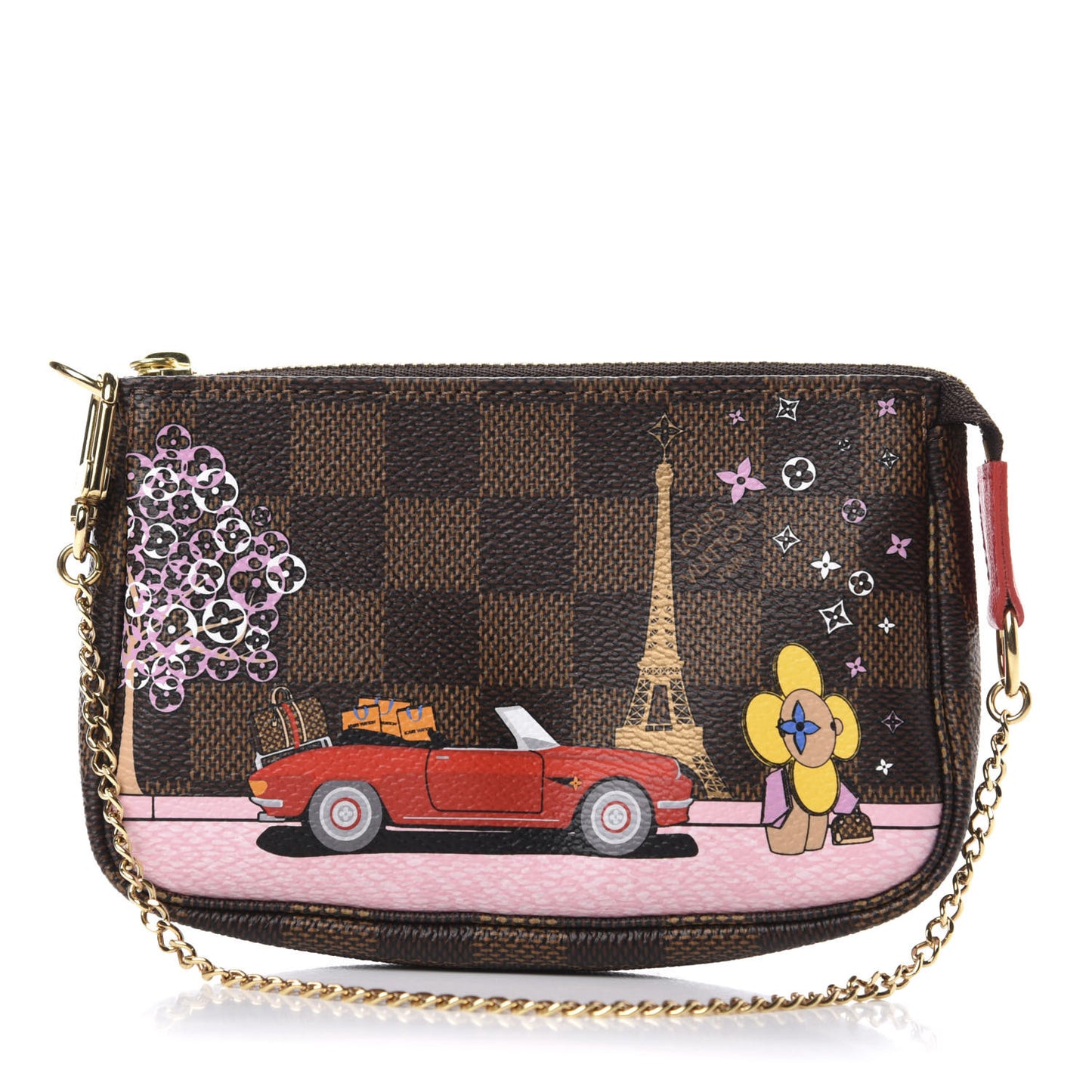 Damier Ebene 2019 Christmas Animation Mini Pochette Accessories Red