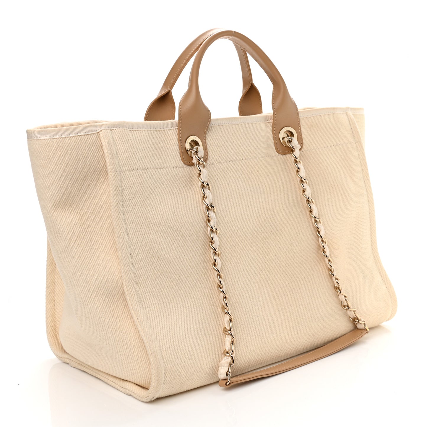 Canvas Pearl Medium Deauville Tote Ecru Beige