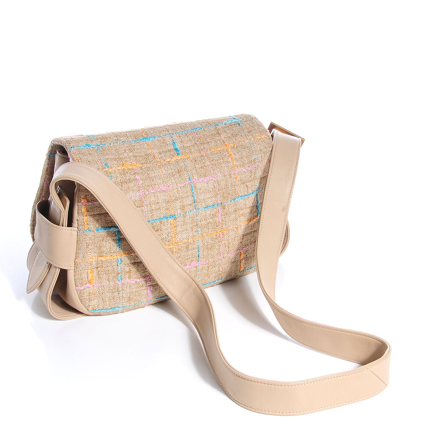 Chanel Tweed Mademoiselle Turn Lock Crossbody Bag Beige 3 of 8