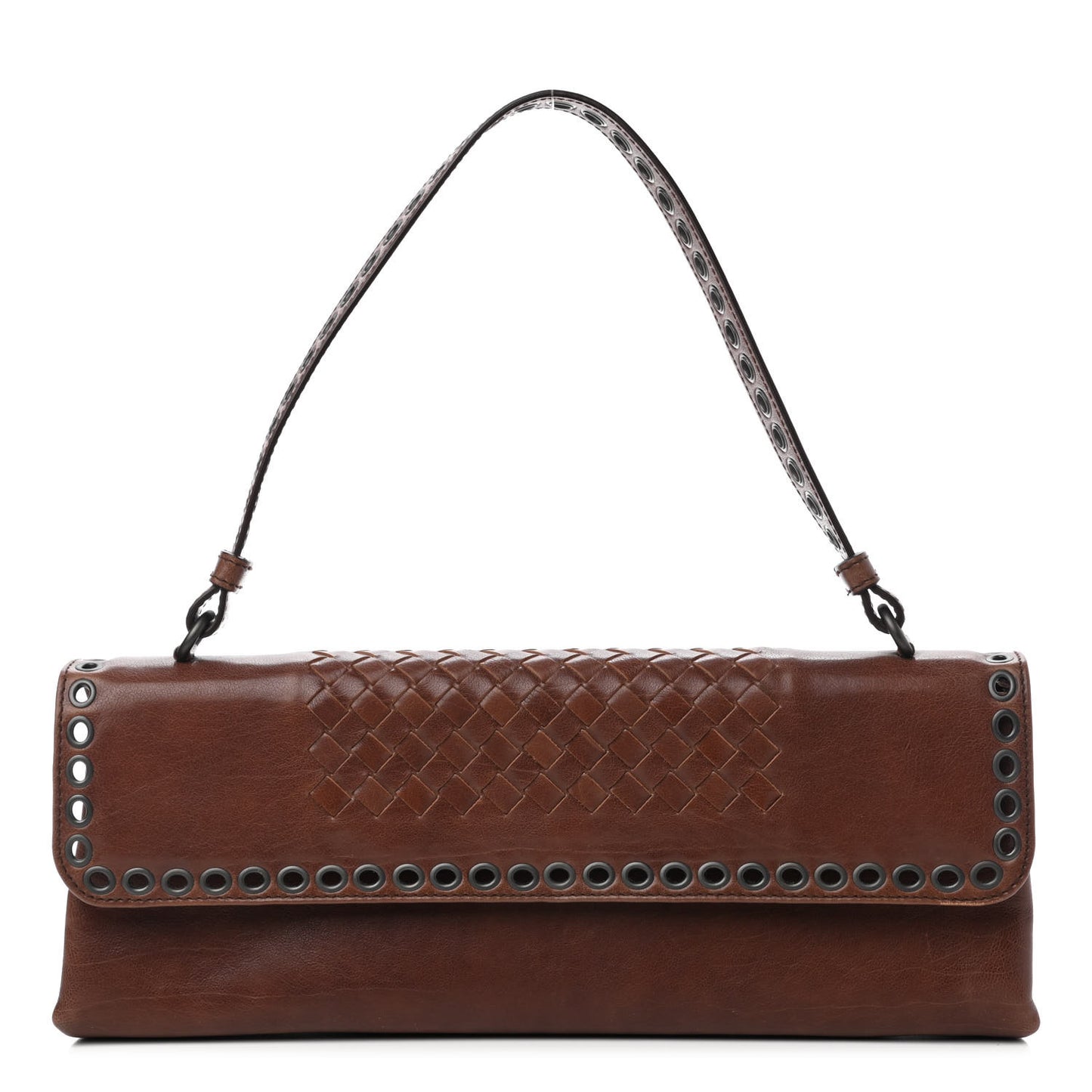 Nappa Intrecciato Grommet Flap Shoulder Bag