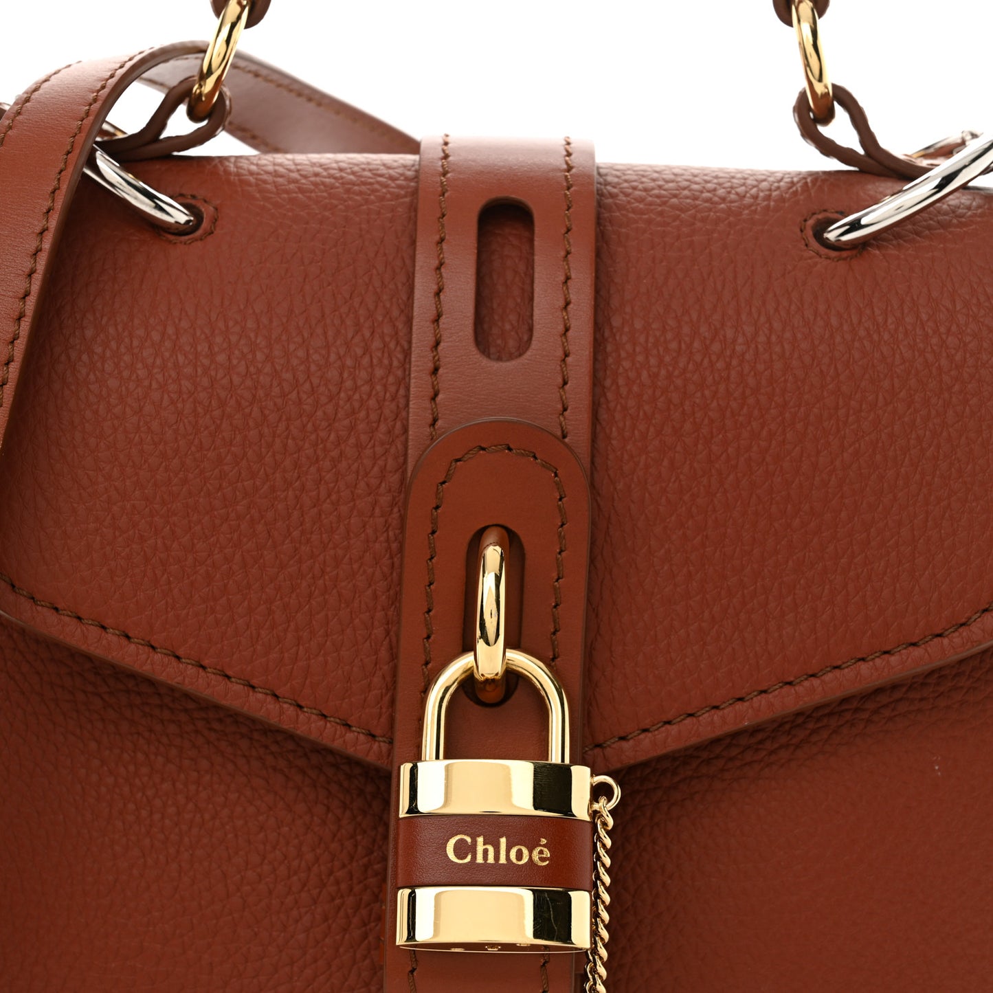 Shiny Grained Calfskin Medium Aby Day Shoulder Bag Sepia Brown