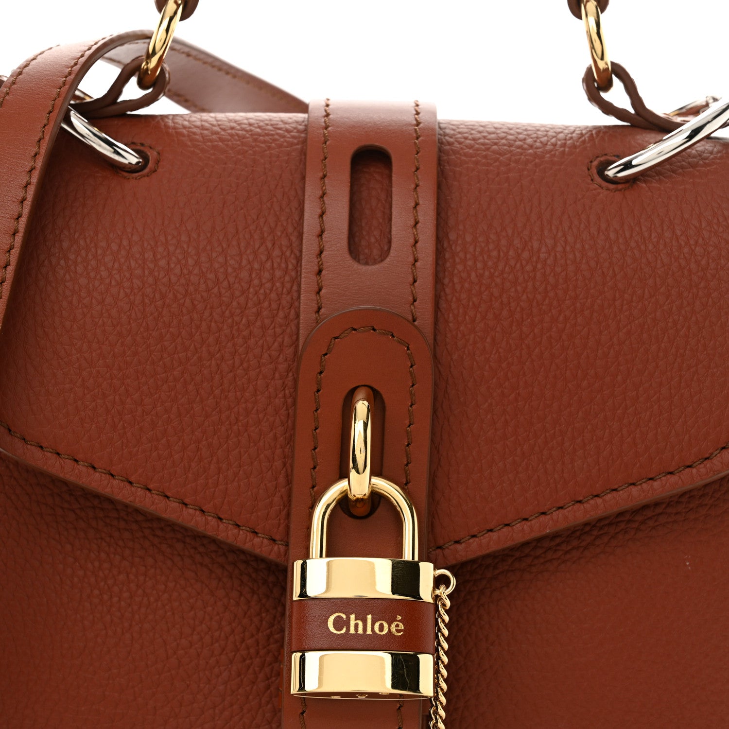 Chloe Shiny Grained Calfskin Medium Aby Day Shoulder Bag Sepia Brown 8 of 10